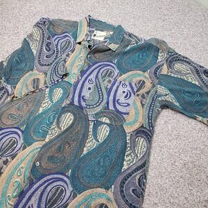 Vintage Goouch Shirt Mens XL Abstract Geometric Rayon Short Sleeve Multicolor